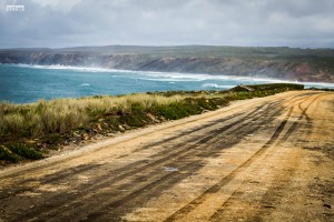 Dirt roads off carrapateira on Portugal's west coast and the Atlantic ocean.