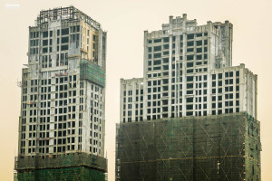 Raw construction building sites rising in Chengdu, Sichuan Province, China, 2012